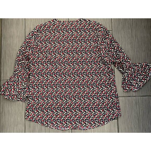 Lauren Ralph Lauren Blouse Flutter Sleeve Peasant Style Size XL Keyhole - Picture 5 of 6